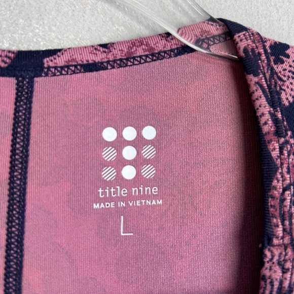 Title Nine size L half sleeve dress fit & flare stretch jersey dress pink navy - Picture 10 of 12